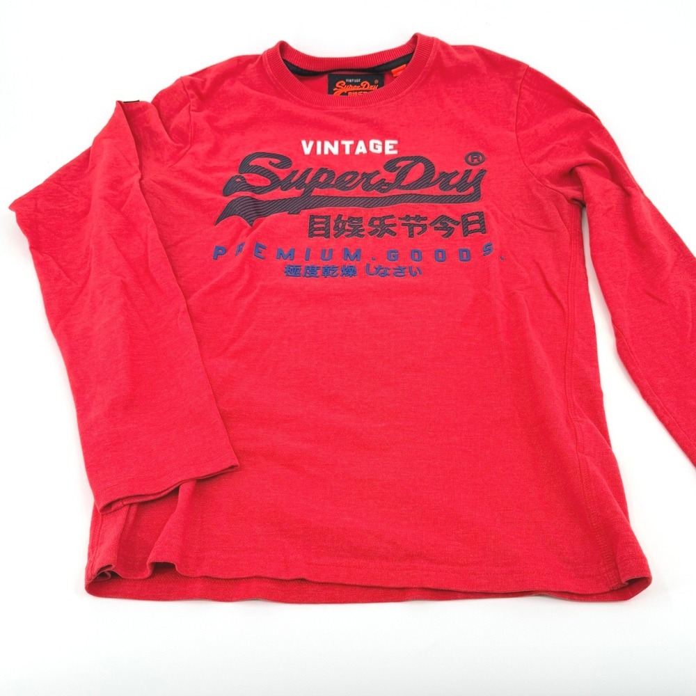 Superdry Mens Vintage Premium Goods‎ Long Sleeve Graphic T-Shirt Red Size M